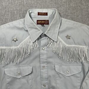 Vintage Sheplers Men's Western Shirt Small Fringes Embellished Pearlsnap Cowboy